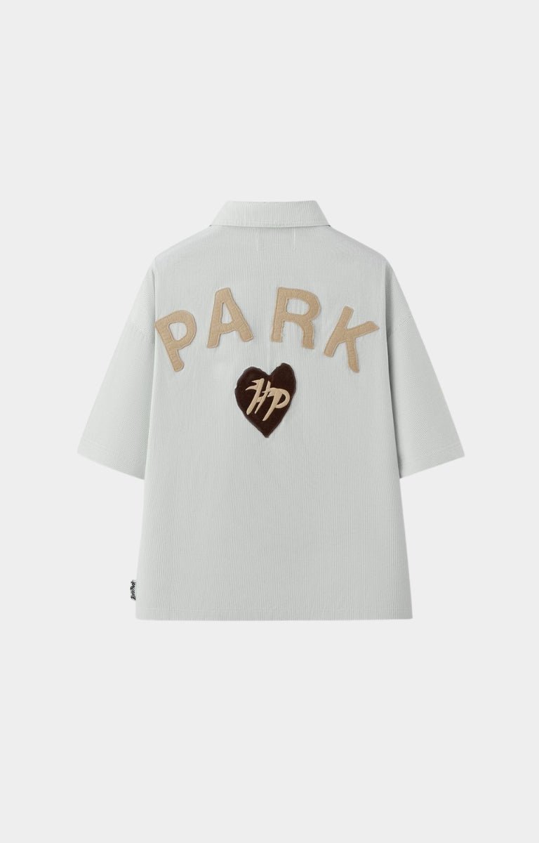 Back view of Hyde Park Casual Pin Stripe Shirt black & white