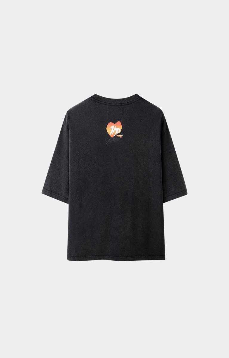 Back view of Hyde Park Catch Me If You Can Oversized Tee in Black