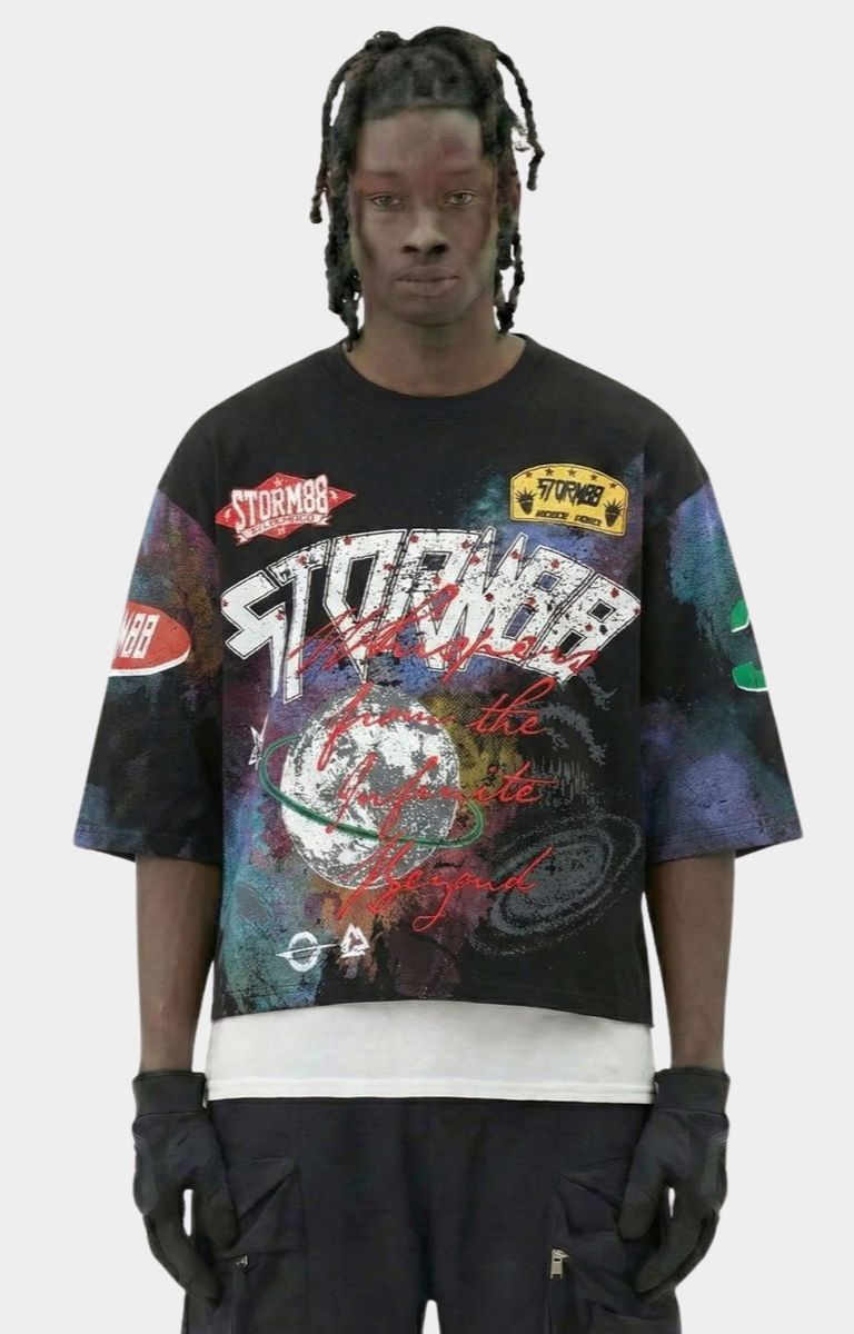 Storm88 MUKA Black Cropped Tee | Oversized Streetwear