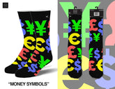 Money Symbols Multi - Mens Crew Straight Socks