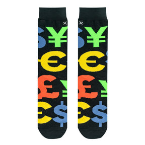 Money Symbols Multi - Mens Crew Straight Socks