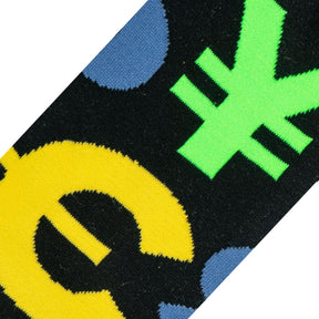 Money Symbols Multi - Mens Crew Straight Socks