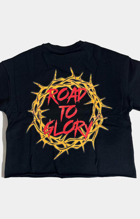 ROAD TO GLORY Crop T-Shirt - BLACK
