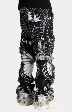 Guapi Obsidian Black Stacked Tapestry Pants