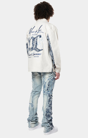 LONG SLEEVE OVER SHIRT WITH TAPESTRY AND EMBROIDERY