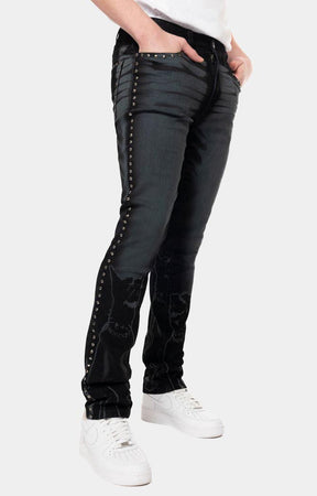 COLOR FLOCKED JEAN - DORSET BLACK