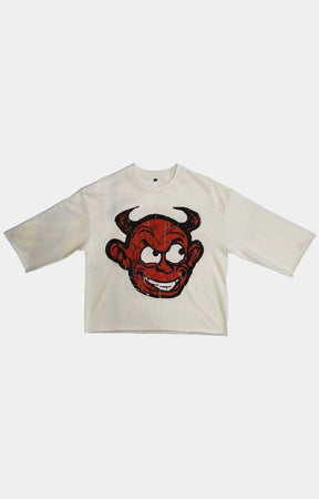 DEVIL Crop T-Shirt - WHITE/RED