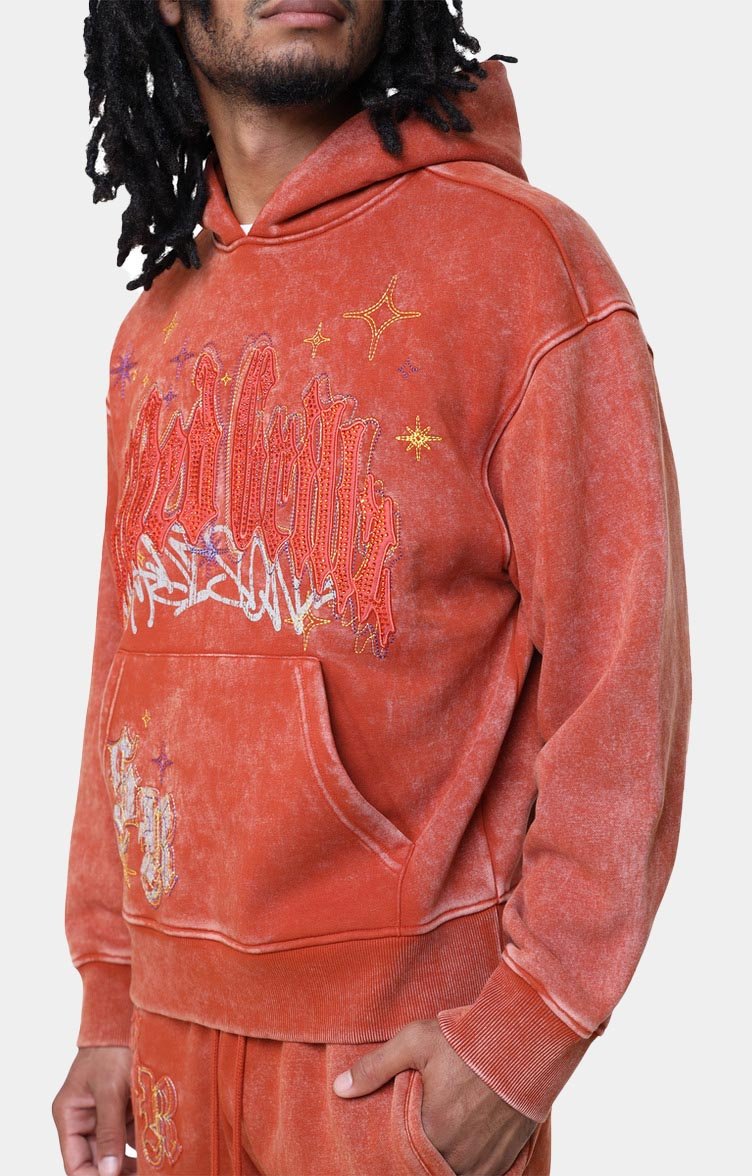 Smoke Rise Rhinestone Dystopia Hoodie - Picante