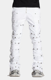 Guapi Ghost White Stacked Piercing Denim