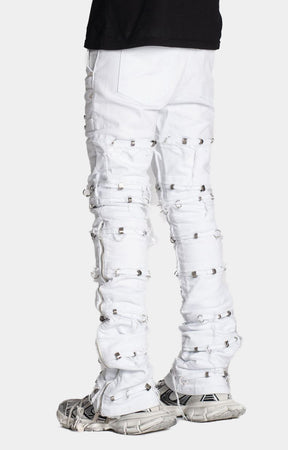 Guapi Ghost White Stacked Piercing Denim