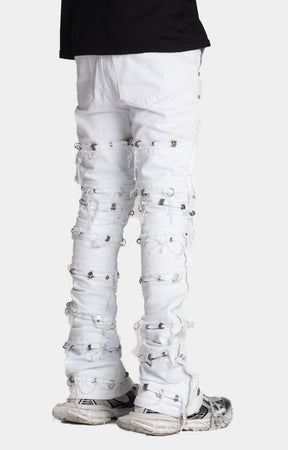Guapi Ghost White Stacked Piercing Denim