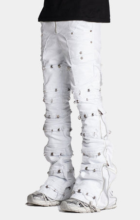 Guapi Ghost White Stacked Piercing Denim