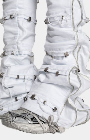 Guapi Ghost White Stacked Piercing Denim
