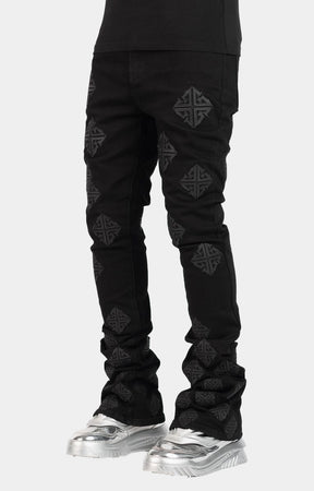 Guapi All Black Icon Stacked Denim