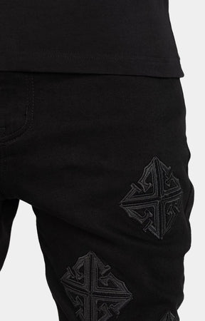 Guapi All Black Icon Stacked Denim