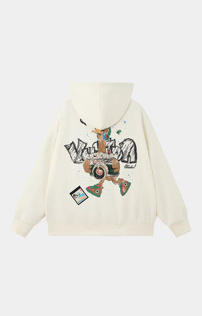 Black Label Photo Duck Premium Cotton Hoodie - Cream