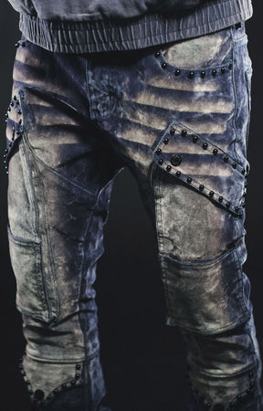 WASHED VELVET FLARE DENIM WITH STONES DETAILS