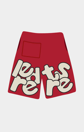 Red Letters Scattered Sweat Shorts – Red | 500GSM French Terry Streetwear