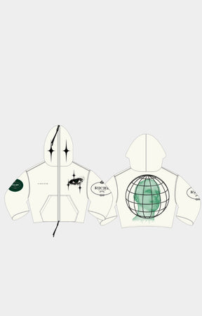 Vie Riche Digiworld Zip Sweatshirt Hoodie - White