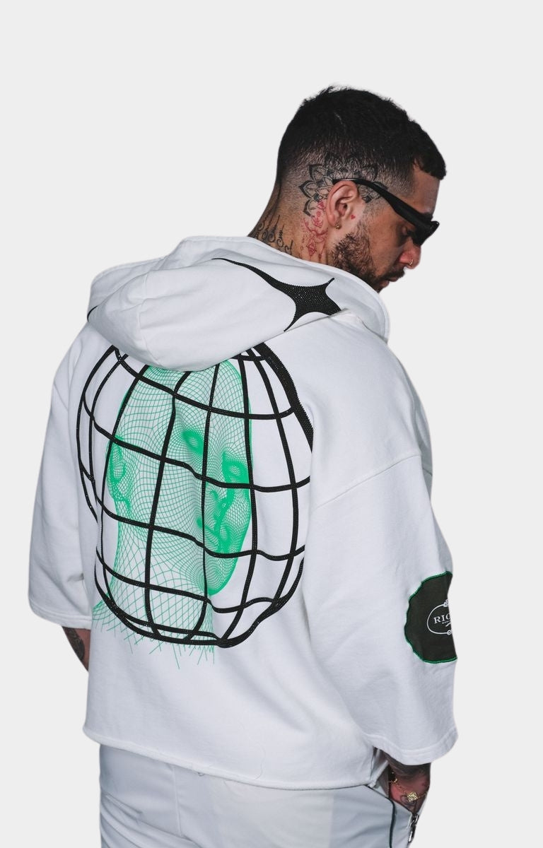 Vie Riche Digiworld Zip Sweatshirt Hoodie - White