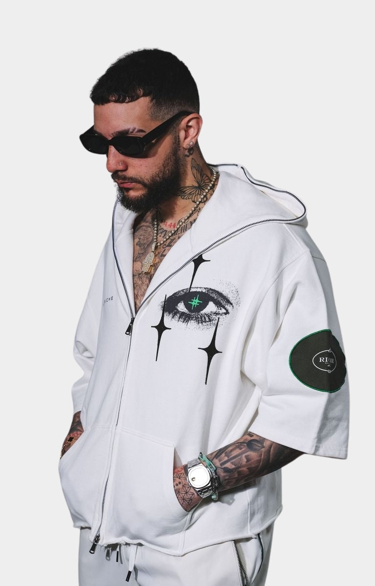Vie Riche Digiworld Zip Sweatshirt Hoodie - White