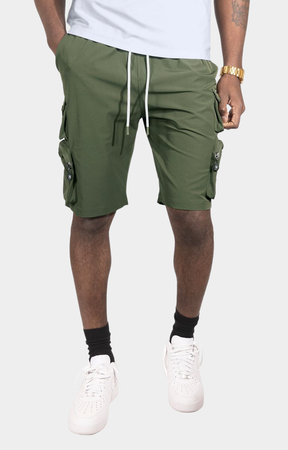 NYLON CARGO SHORTS - DARK OLIVE