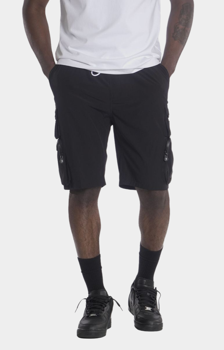 NYLON CARGO SHORTS - BLACK