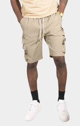 NYLON CARGO SHORTS - KHAKI