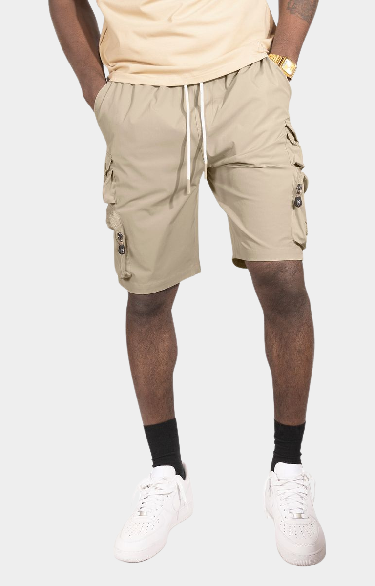 NYLON CARGO SHORTS - KHAKI