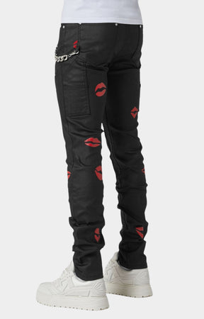 Guapi Waxed Kiss Chain Denim - Black