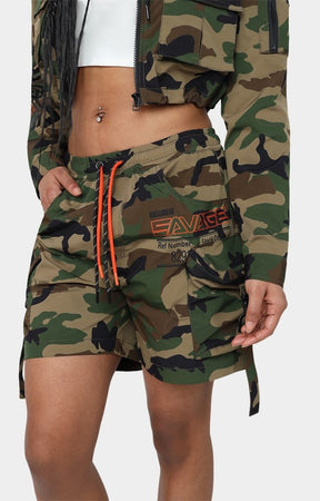 Smoke Rise Nylon Printed Slouch Fit Shorts - Camo