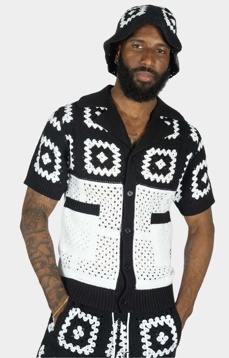Frost Nuevo Riche Crochet Knit Shirt - Black/White
