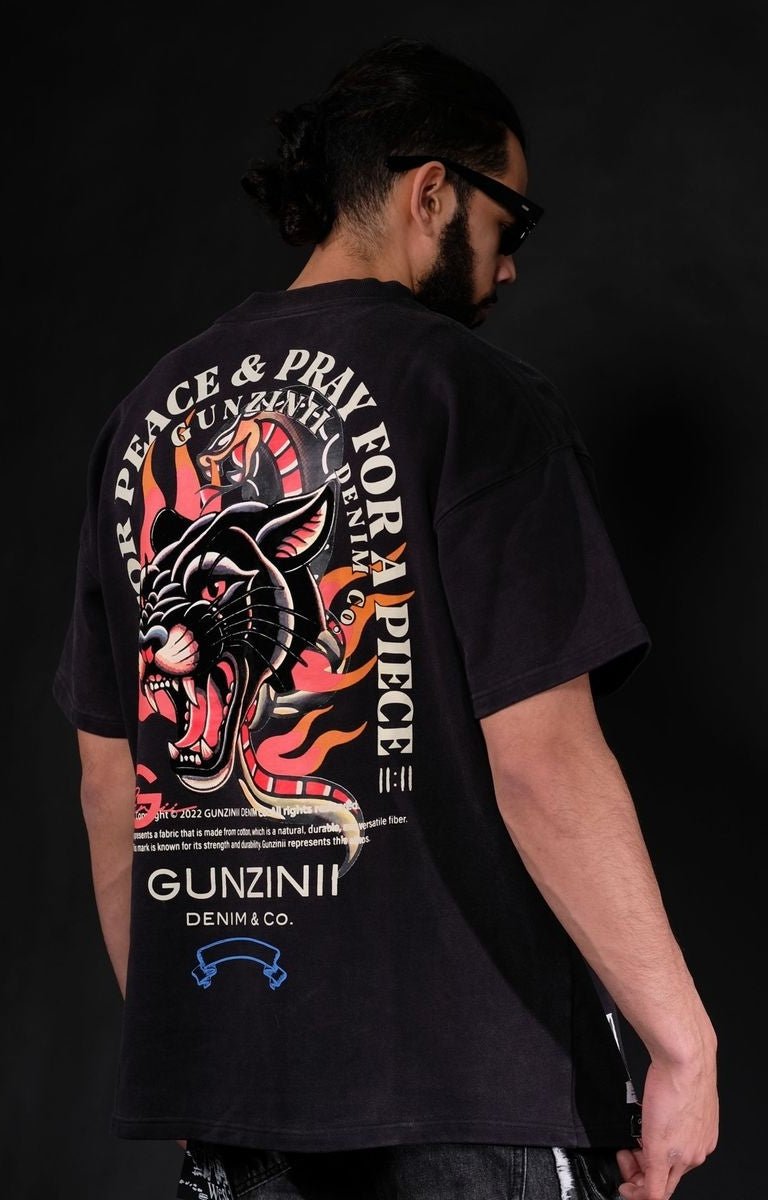 Gunzinii Peace Heavyweight Oversized T-Shirt - Black
