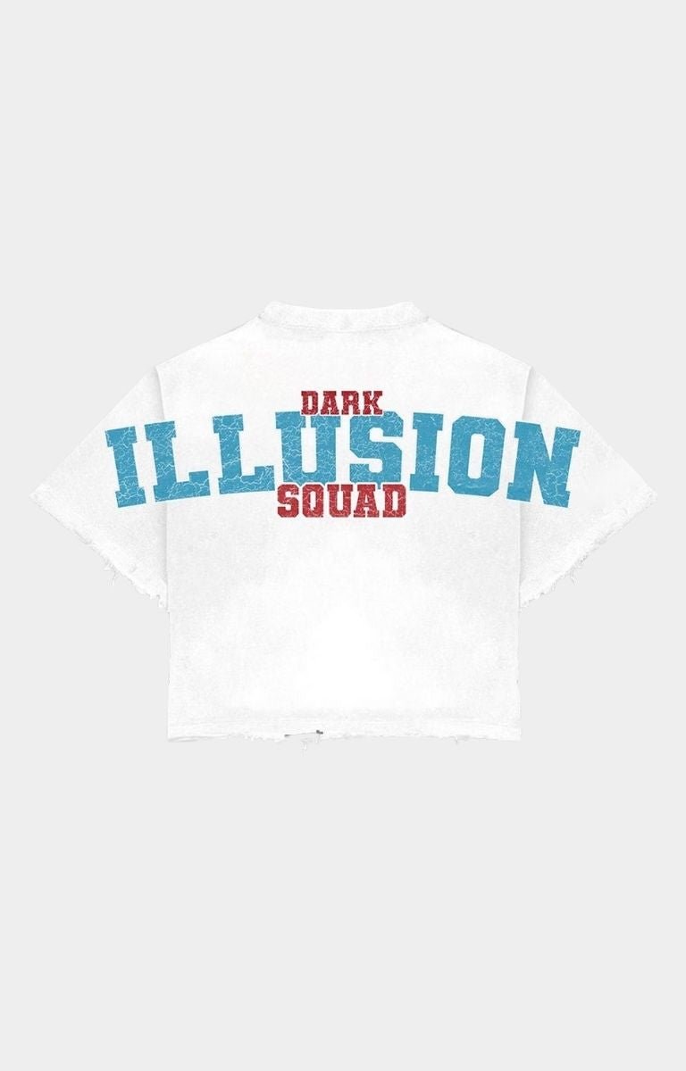 Dark Illusions Hustler Graphic Cropped T-Shirt - White