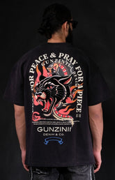 Gunzinii Peace Heavyweight Oversized T-Shirt - Black