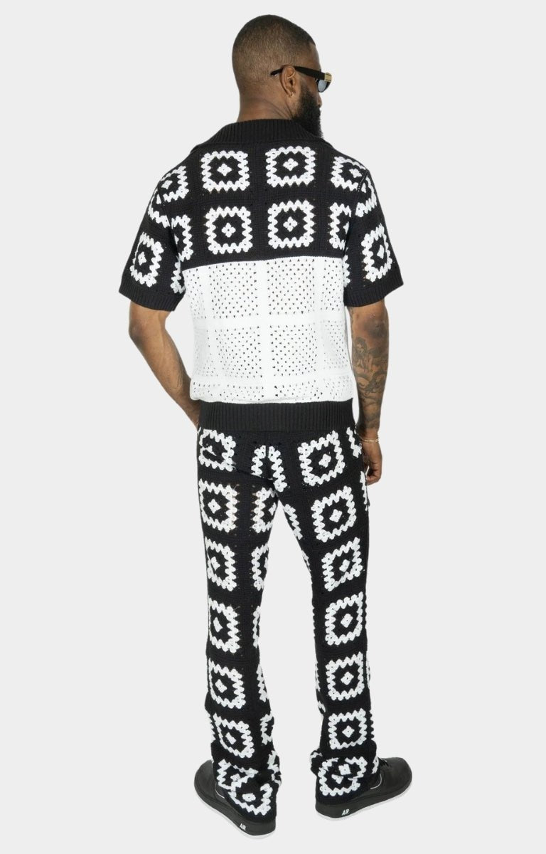 Frost Nuevo Riche Crochet Knit Shirt - Black/White