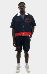 Vie Riche Reversible Icon Shirt & Shorts Set - Black/Navy