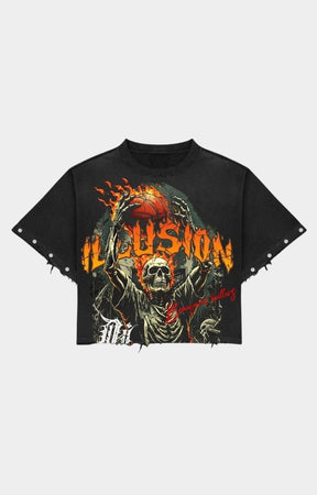 Dark Illusions Inferno Bunk Studded Crop Tee