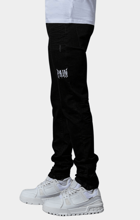 Pain Lab Jet Black Skinny Denim - Slim Fit
