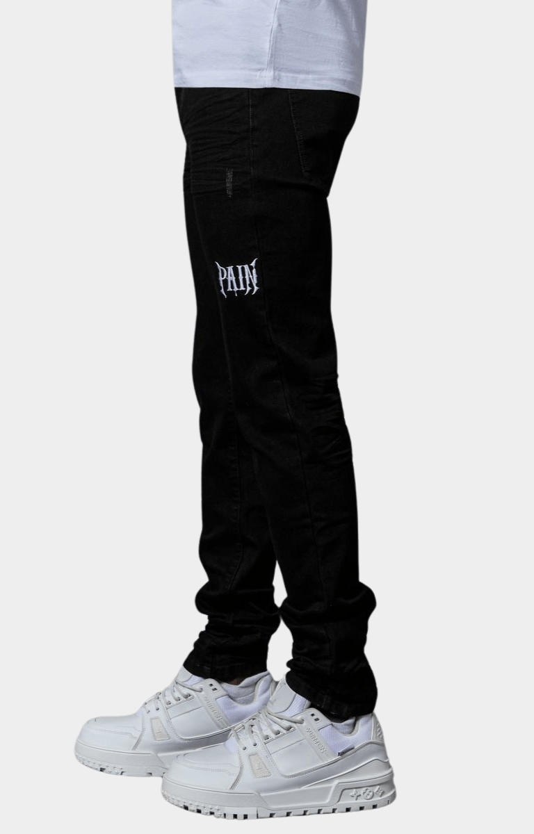 Pain Lab Jet Black Skinny Denim - Slim Fit