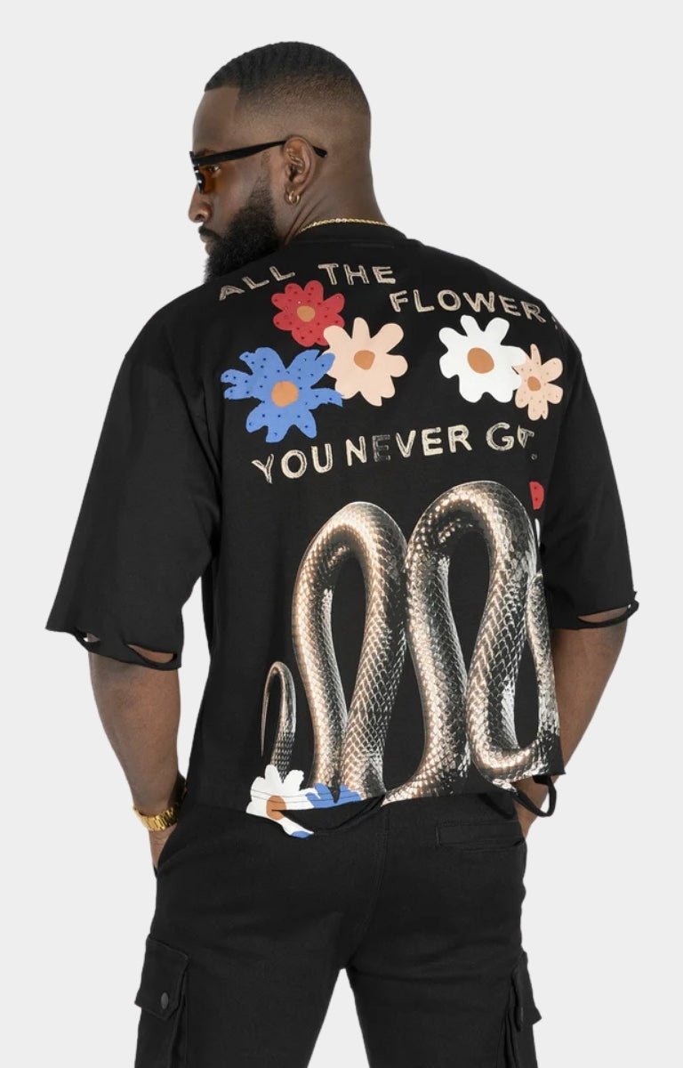 Frost Crop KB Goated Oversized Tee - Rhinestone Black