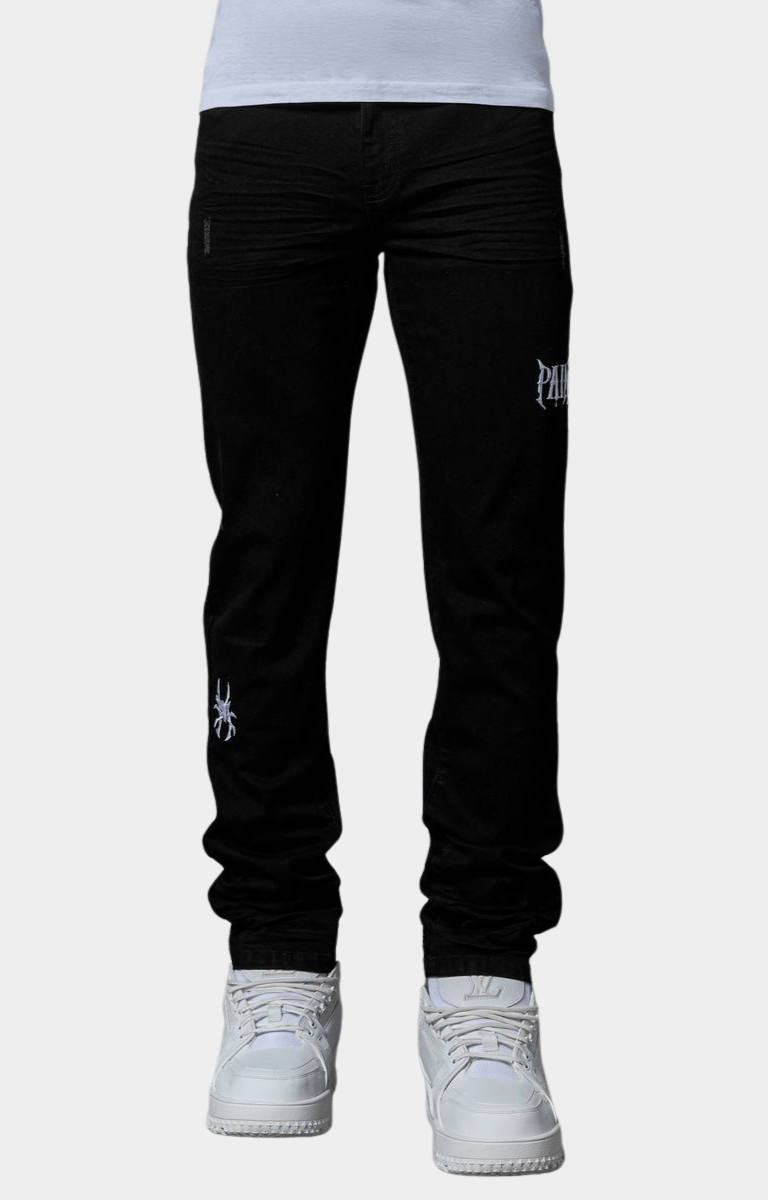 Pain Lab Jet Black Skinny Denim - Slim Fit