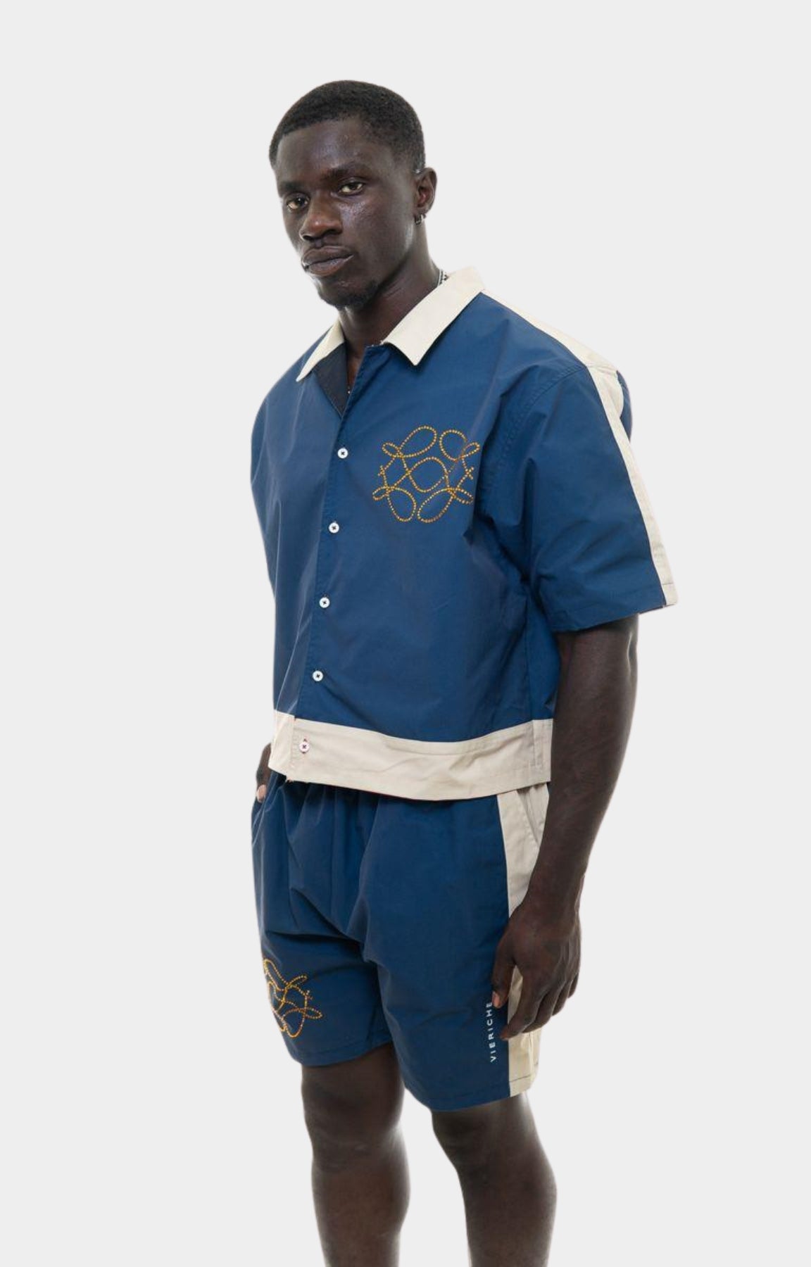 Vie Riche Reversible Icon Shirt & Shorts Set - Black/Navy