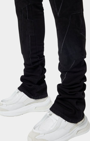 Guapi All Black Stars Stacked Denim