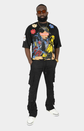 Frost Crop KB Goated Oversized Tee - Rhinestone Black