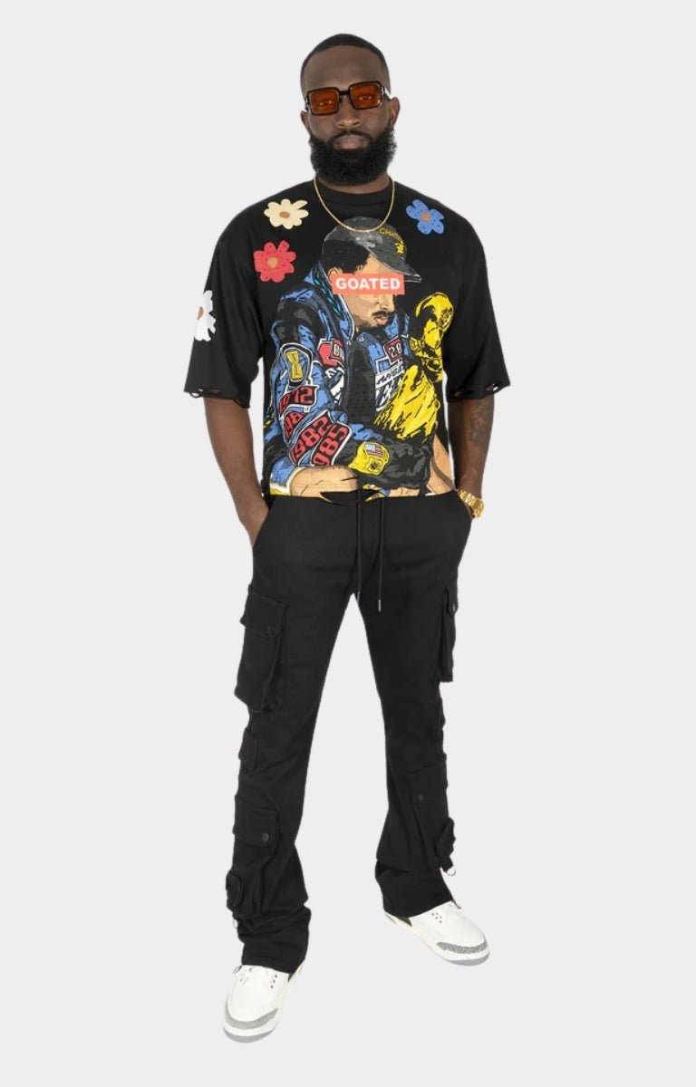 Frost Crop KB Goated Oversized Tee - Rhinestone Black