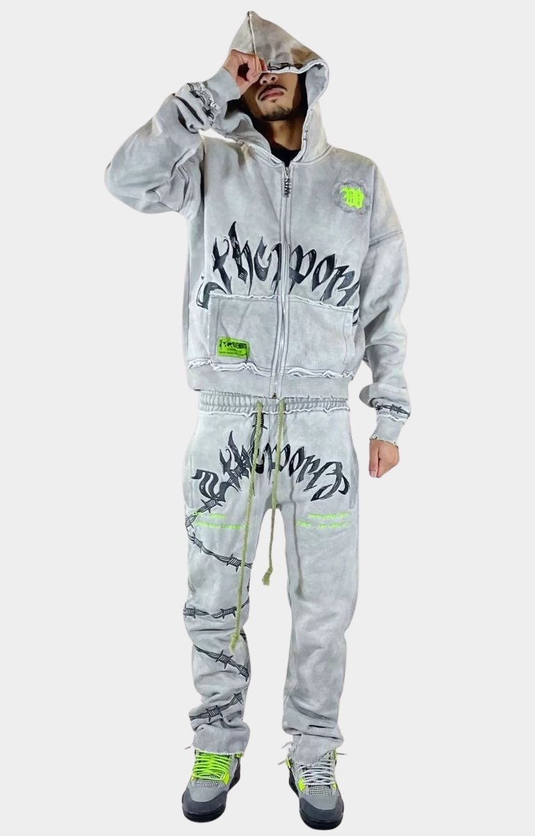 Front view of 2THEWORLD 95 Neon Sweatsuit