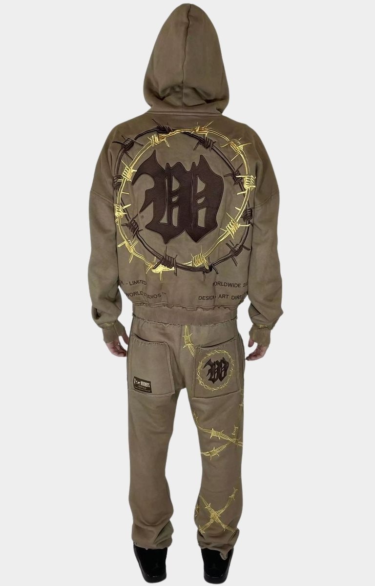 Back view of 2THEWORLD Desert Sweatsuit showing fit and structure