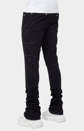 Guapi All Black Stars Stacked Denim