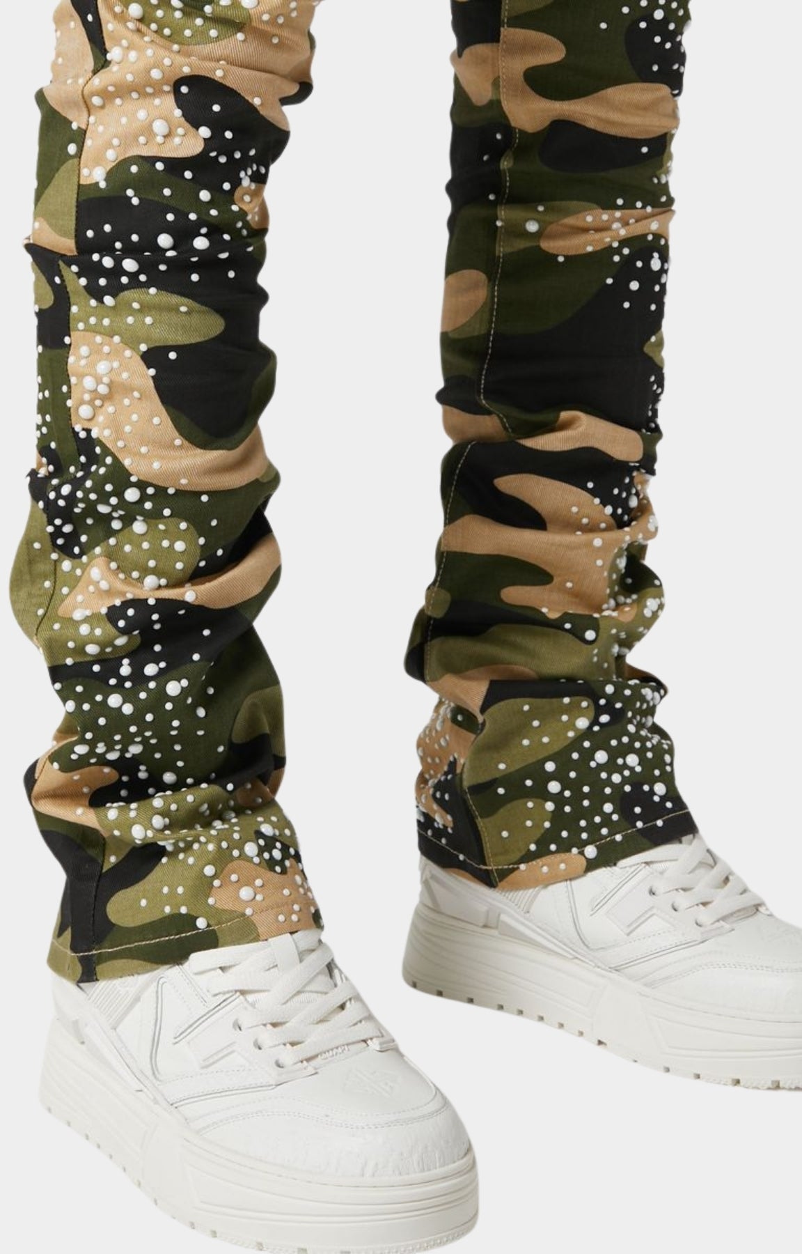 Guapi Camo Pearls Embellished Denim